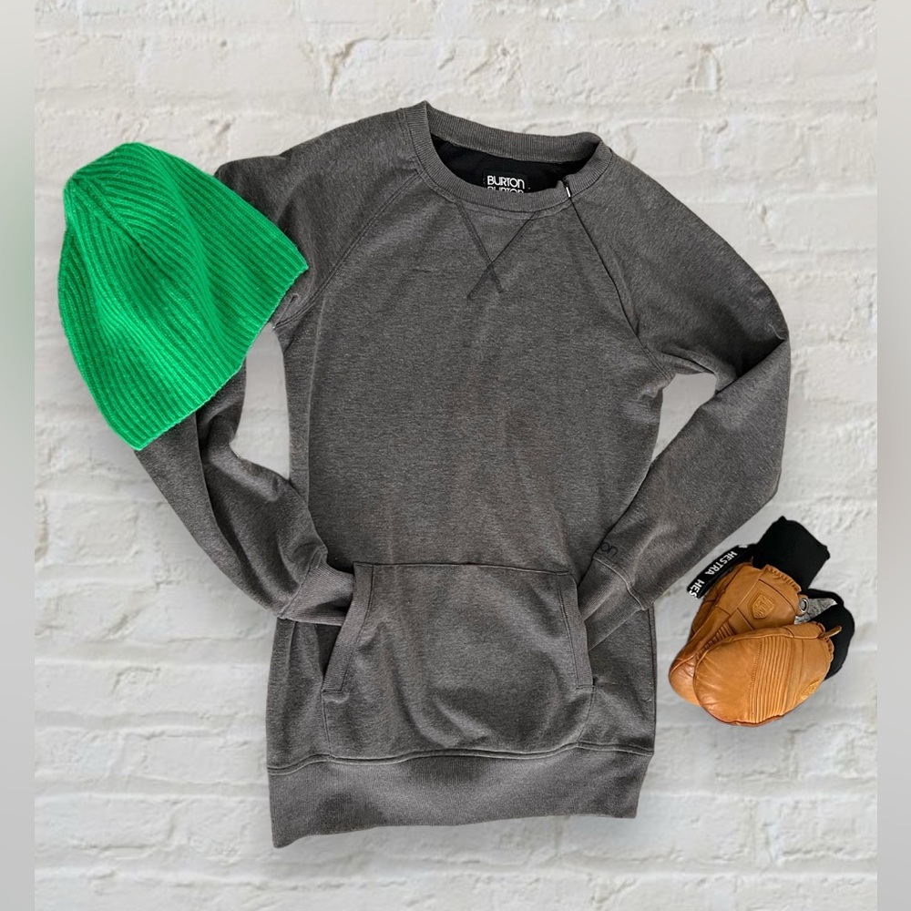Burton dryride gray small Brooklyn crew neck side zip kangaroo pocket